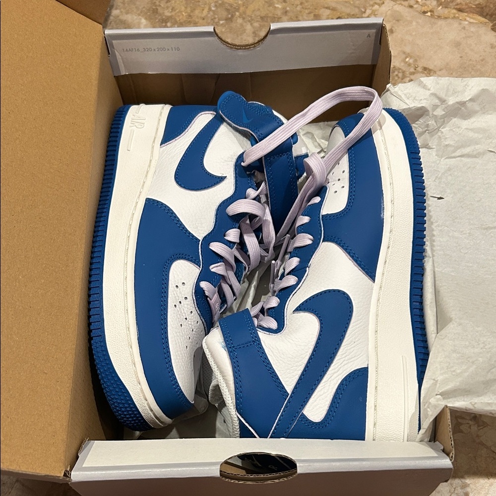 Brand New in Box Nike Air Force 1 '07 Mid in White and Blue Women’s size 8